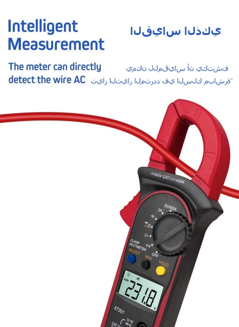 Halamine 600V Digital Clamp Meter – AC/DC Multimeter with 400A Amp Probe & Ohm Tester – Auto-Range Portable Electrical Tester with LCD Backlight (Safe & Durab - Image 5