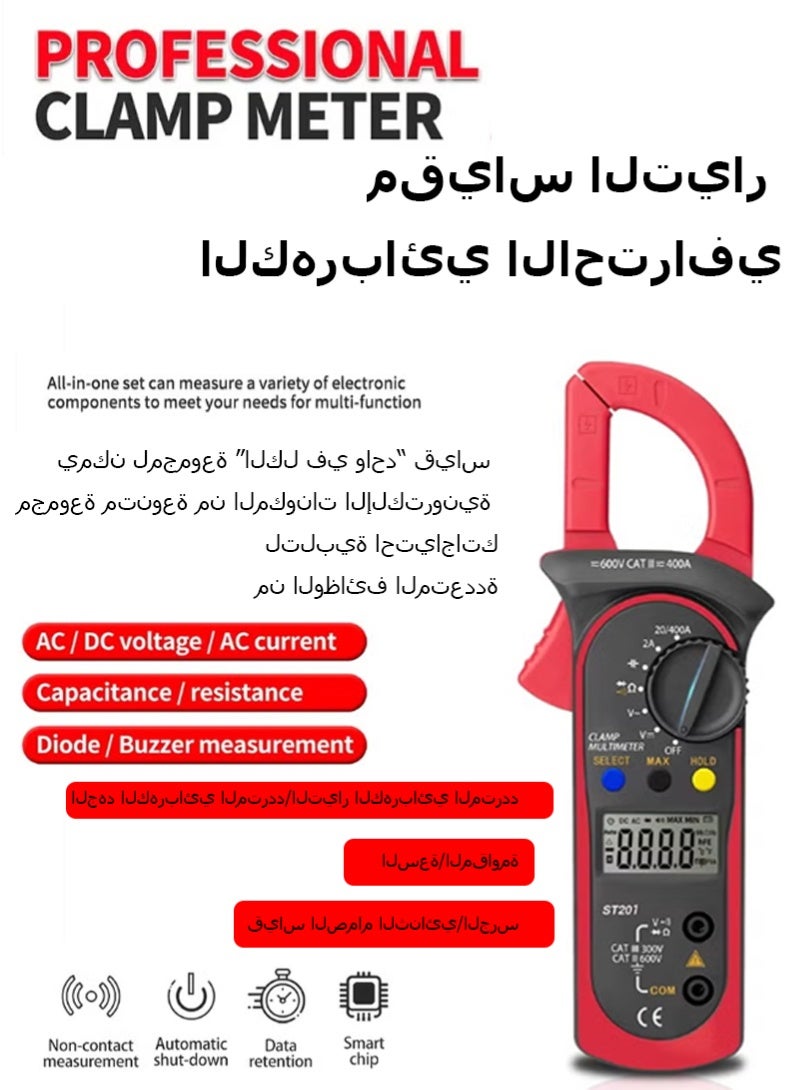 Halamine 600V Digital Clamp Meter – AC/DC Multimeter with 400A Amp Probe & Ohm Tester – Auto-Range Portable Electrical Tester with LCD Backlight (Safe & Durab - Image 3