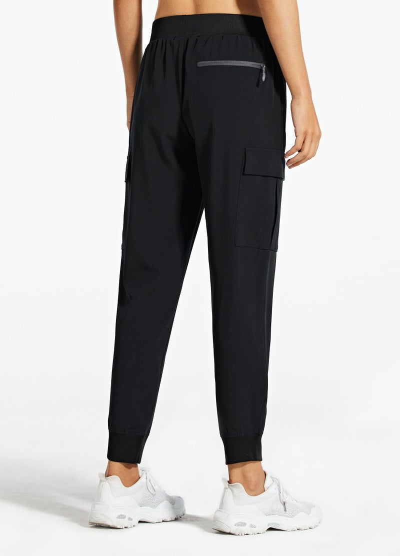 Libin Women's Cargo Joggers Lightweight Quick Dry Hiking Pants Athletic Lounge Casual Travel Tall, Black M - Image 3