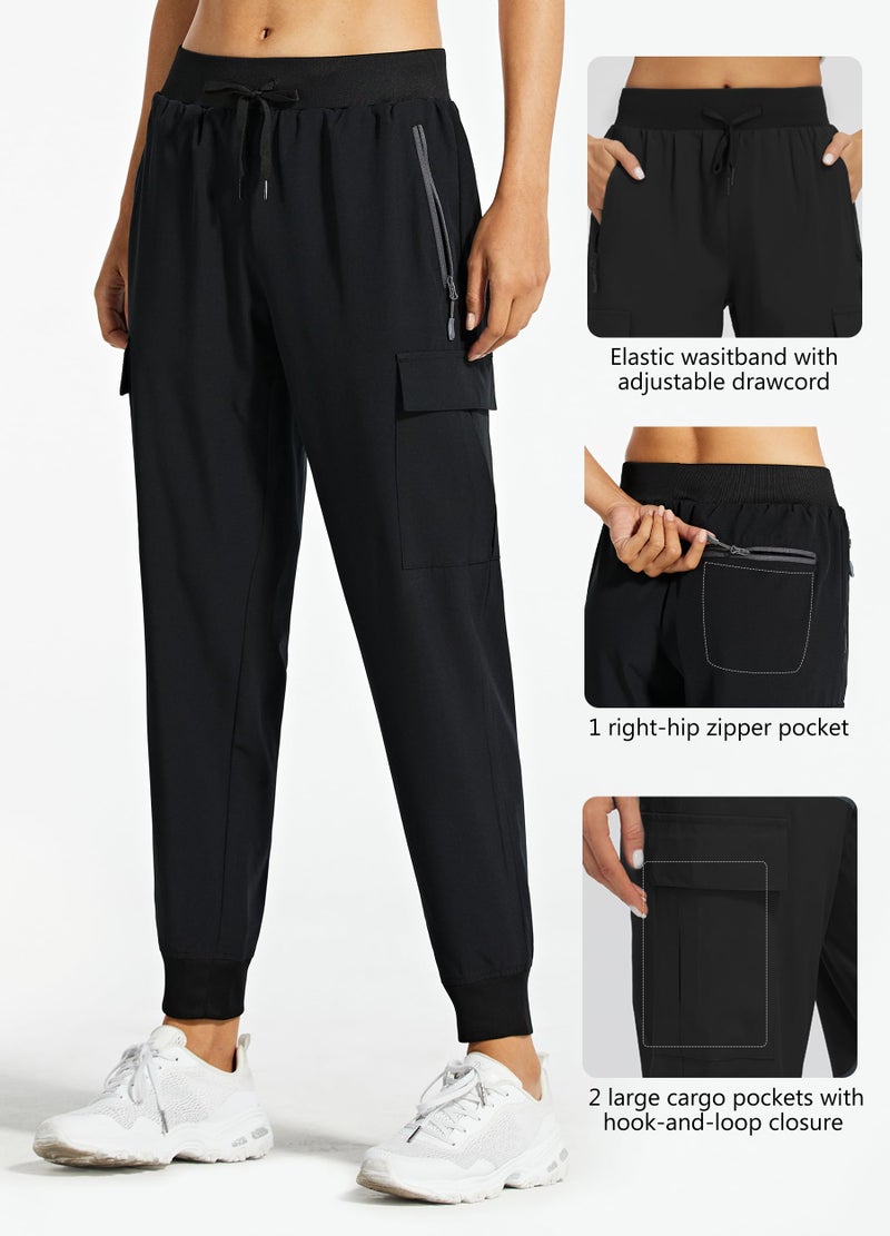Libin Women's Cargo Joggers Lightweight Quick Dry Hiking Pants Athletic Lounge Casual Travel Tall, Black M - Image 4