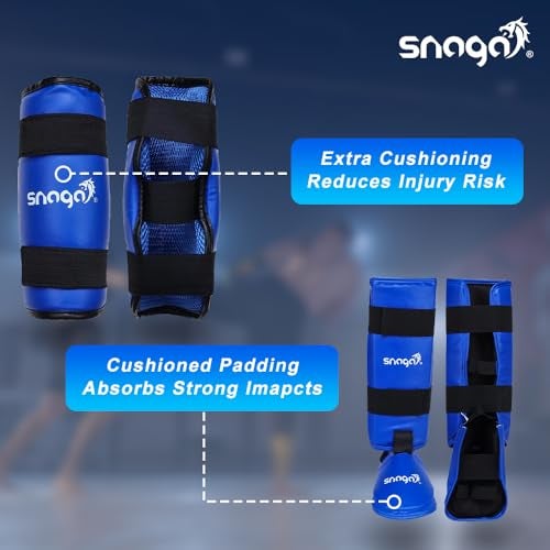 Snaga Karate Kit with Moulded Karate Gloves, Arm Guard, Headguard, Chest Guard, Foot & Shin Pads for Training & Protection (Blue, S (7-9 Years Old)) - Image 5