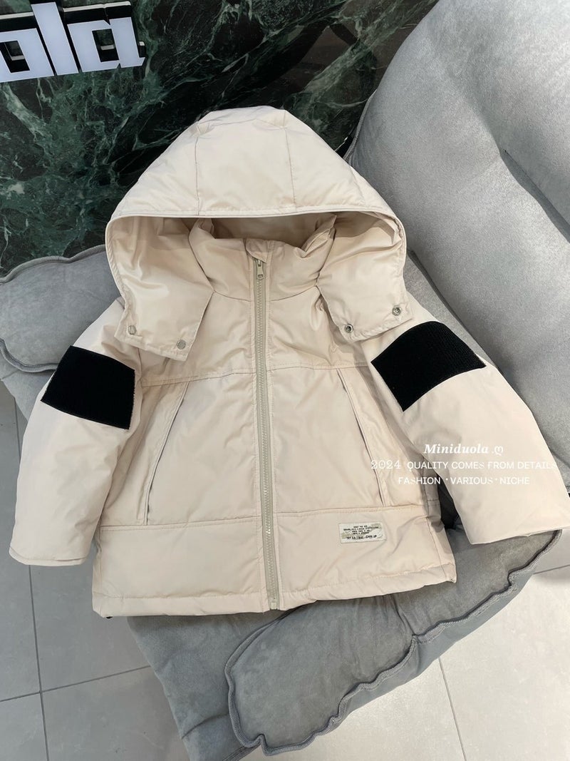 2025 Autumn/Winter Korean Style Children'S Cold-Proof Clothing Versatile Double-Shoulder Magic Tape Thickened Warm Outer Down Cotton Korean Style Children'S Wear - Image 4