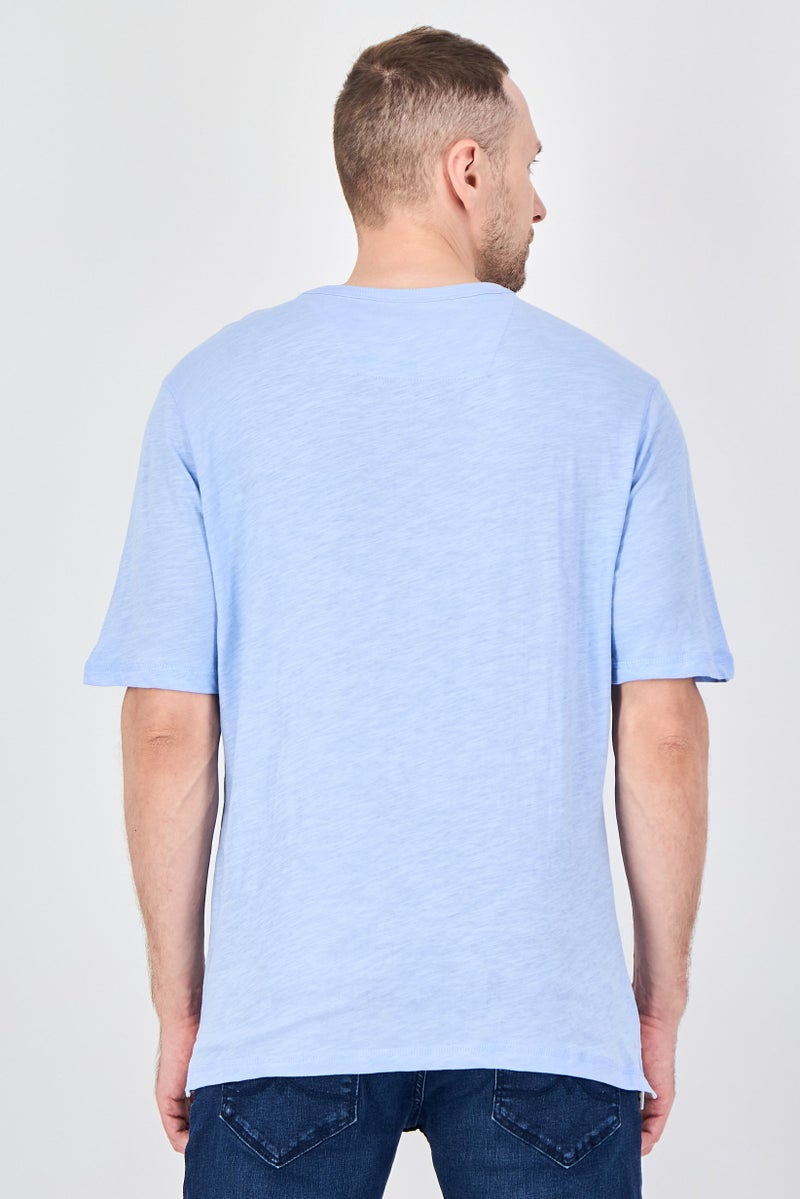 Palm Beach Men Crew Neck Plain Short Sleeve T-Shirt, Blue - Image 3