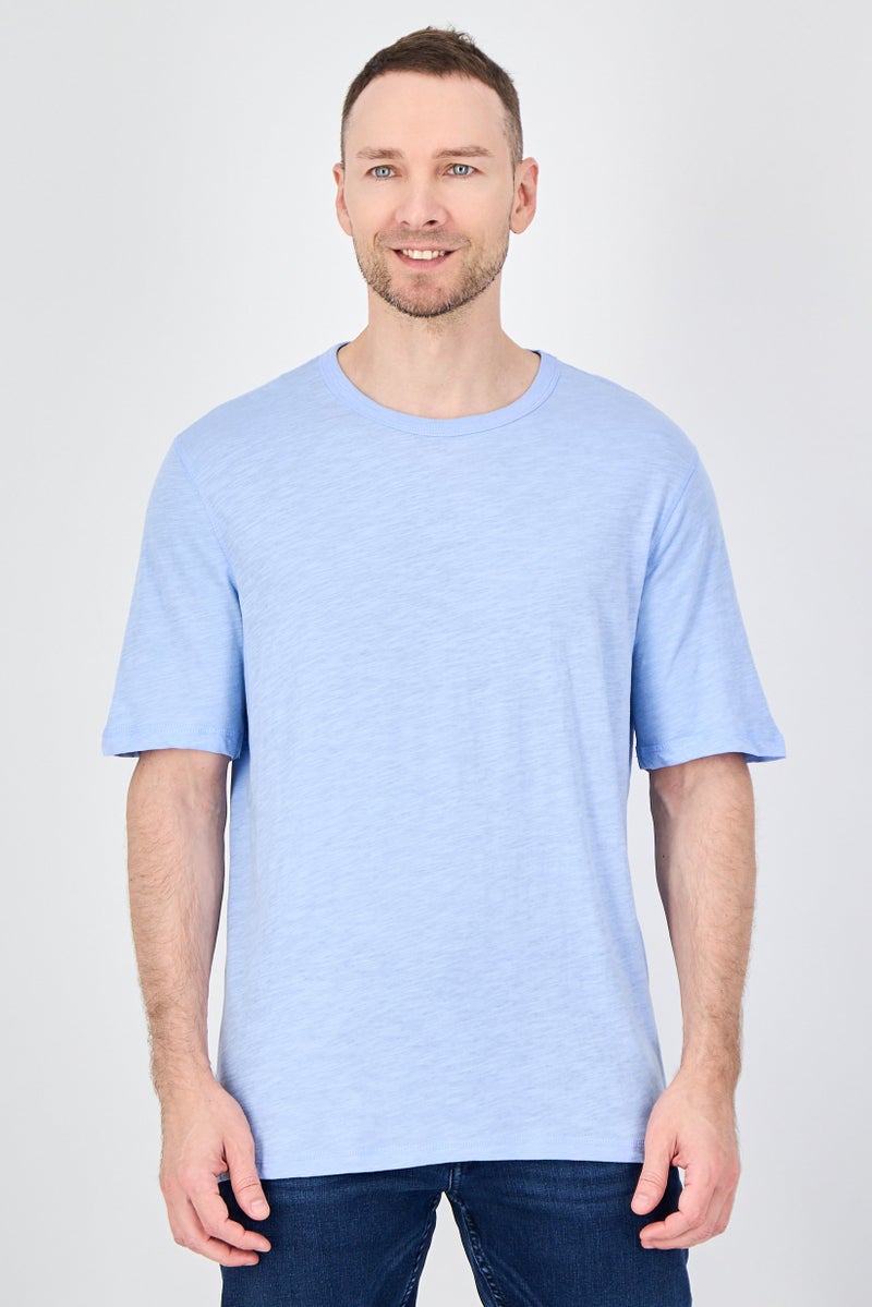 Palm Beach Men Crew Neck Plain Short Sleeve T-Shirt, Blue - Image 1