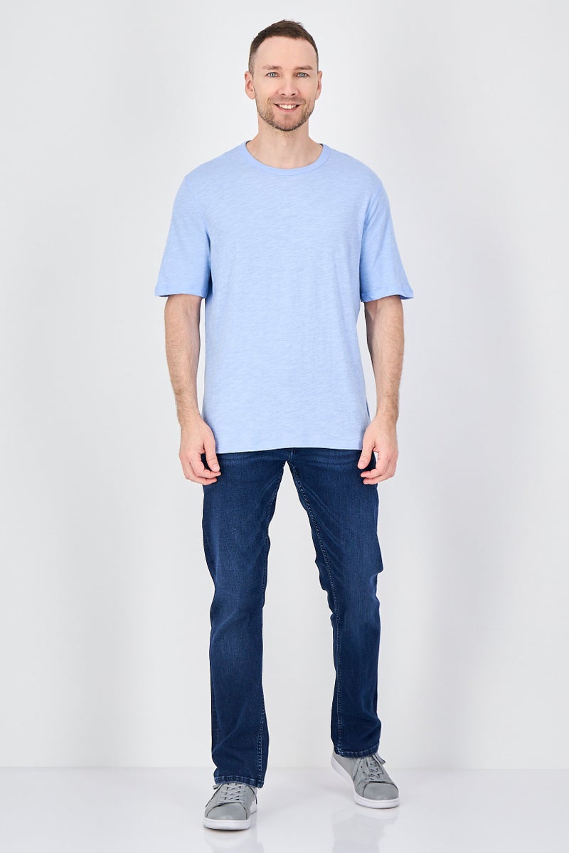 Palm Beach Men Crew Neck Plain Short Sleeve T-Shirt, Blue - Image 4