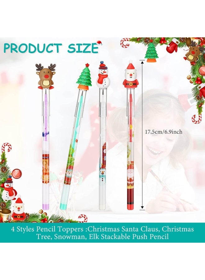 مجموعة أقلام رصاص قابلة للتكديس بتصميم بابا نويل وغزال الرنة وشجرة الكريسماس (12 قطعة) – أقلام متعددة النقاط مثالية كهدايا أو لوازم مكتبية ومدرسية لعيد الميلاد - Image 5