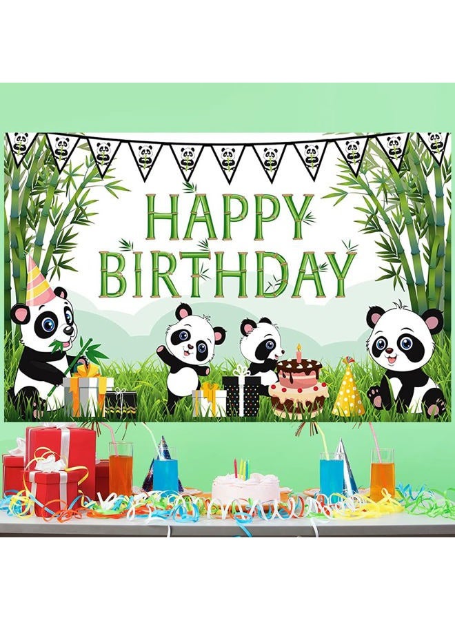 Cartoon Panda Birthday Backdrop, Green Bamboo Panda Theme Baby Shower Photo Background for Kids Children Newborn Birthday Party Decorations Cake Table Decorations - Image 5