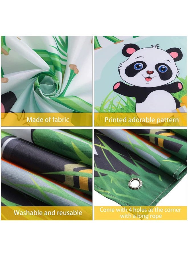 Cartoon Panda Birthday Backdrop, Green Bamboo Panda Theme Baby Shower Photo Background for Kids Children Newborn Birthday Party Decorations Cake Table Decorations - Image 3