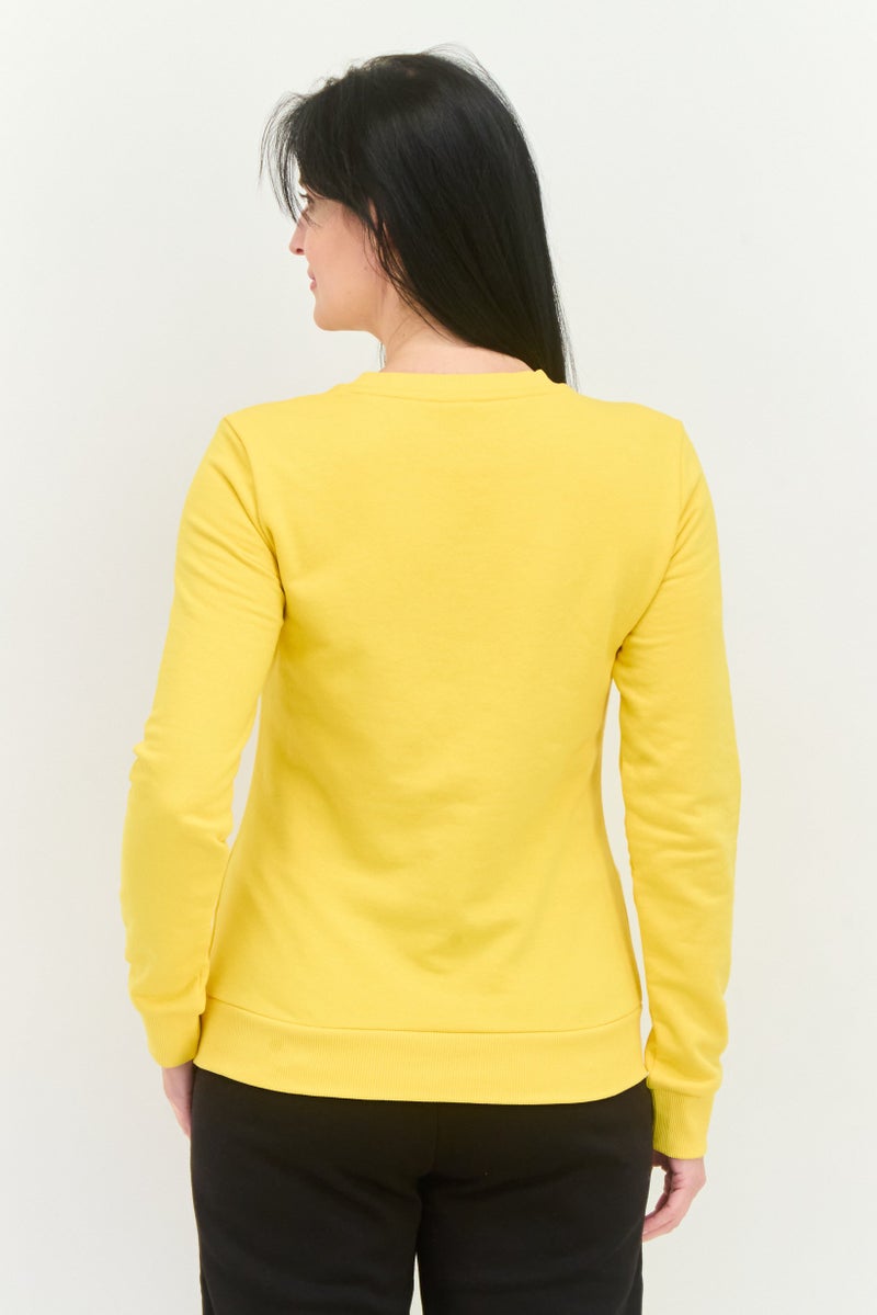 PUMA سويت شيرت نسائي بأكمام طويلة وقصة عادية، أصفر - Image 3
