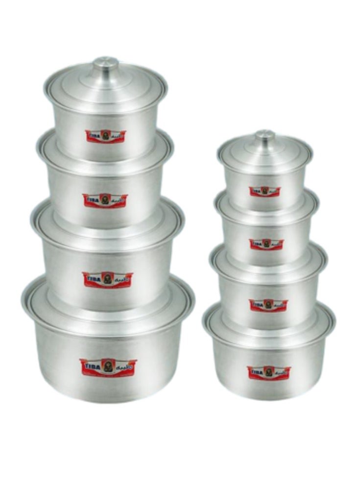BASURRAH Taiba Aluminum Cooking Pot Set from BASURRAH , Consists of 8 Round Pots, Made in Egypt  - Image 2