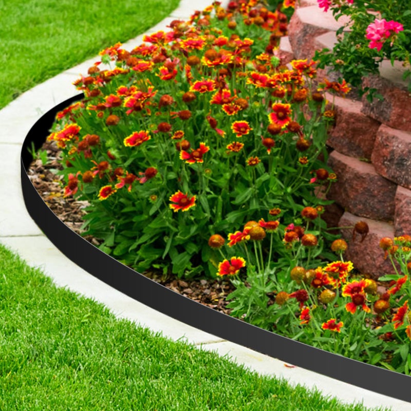 Worth Garden 10-Pack (34Ft Total) Galvanized Steel Landscape Lawn Edging - 6 in. H Bendable Metal Strips - Hammer-in 18-Gauge Flexible Black Edging Border - Yard Pathway Divider - Buckle Connection - Image 2