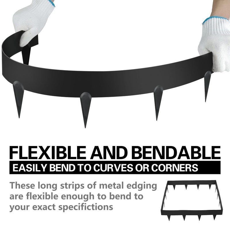 Worth Garden 10-Pack (34Ft Total) Galvanized Steel Landscape Lawn Edging - 6 in. H Bendable Metal Strips - Hammer-in 18-Gauge Flexible Black Edging Border - Yard Pathway Divider - Buckle Connection - Image 3