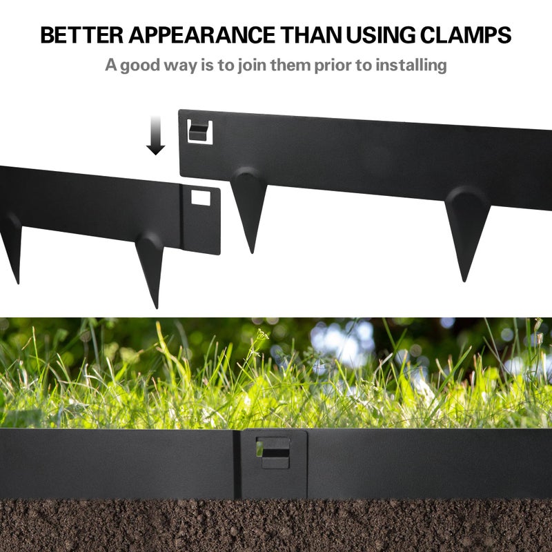 Worth Garden 10-Pack (34Ft Total) Galvanized Steel Landscape Lawn Edging - 6 in. H Bendable Metal Strips - Hammer-in 18-Gauge Flexible Black Edging Border - Yard Pathway Divider - Buckle Connection - Image 4