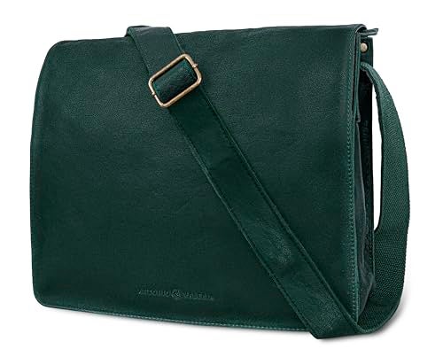ANTONIO VALERIA Christmas Gift | ANTONIO VALERIA Albert Oily Wash Green Leather Messenger Bag for Men - Image 1