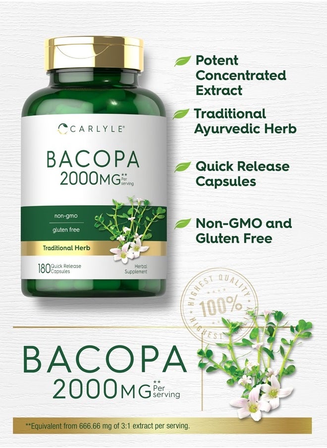 CARLYLE - Bacopa Monnieri Capsules | 180 Capsules | Gluten Free Supplement - Image 1