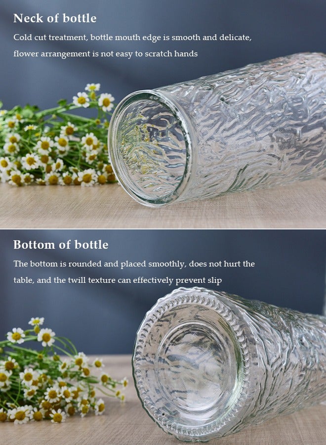 DUNISO 2pc Clear Glass Vase set,Glass Flower Vase for Decor Modern Minimalist Decor, Which one Glacier grain glass vase and Another vertical stripe glass vase Unique Balcony Flowers Container Decor,Vase for Office Decoration, Shelf, Table, Bookshelf  - Image 5