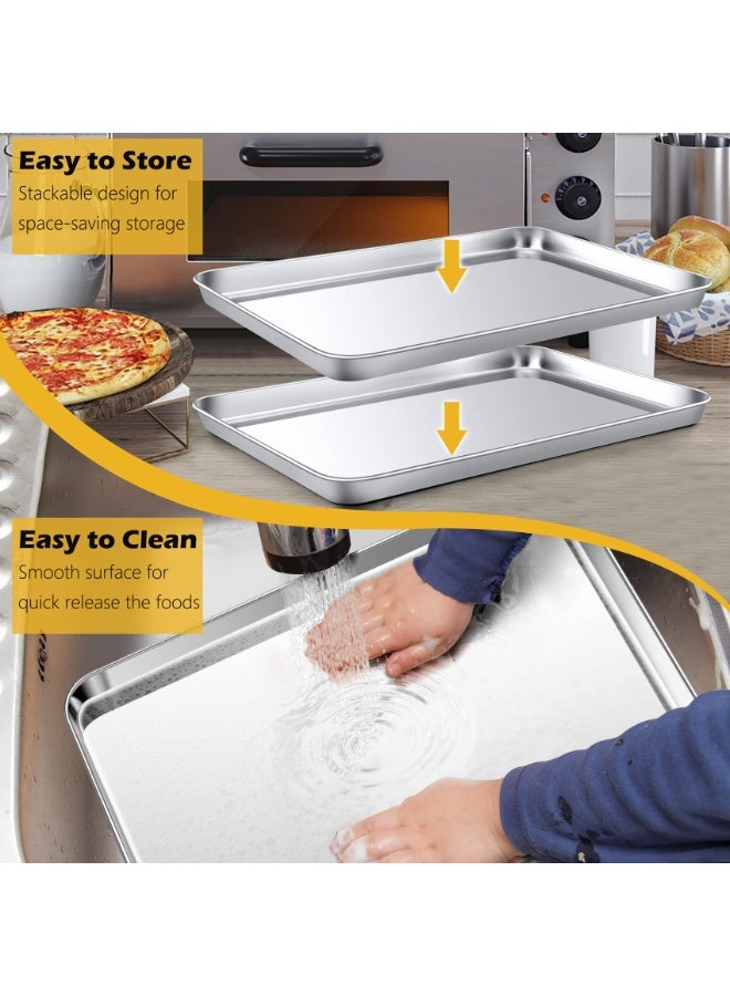 Baking Tray Set of 2, Stainless Steel Rectangle Baking Sheets Pans, Large Professional Oven Trays for Cooking Serving, Non Toxic & Healthy, Mirror Finished & Dishwasher Safe, 40.5x30.5x2.5cm - Image 4