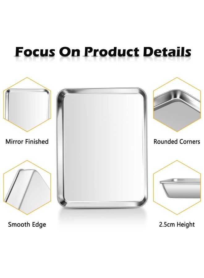 Baking Tray Set of 2, Stainless Steel Rectangle Baking Sheets Pans, Large Professional Oven Trays for Cooking Serving, Non Toxic & Healthy, Mirror Finished & Dishwasher Safe, 40.5x30.5x2.5cm - Image 3
