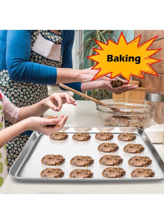Baking Tray Set of 2, Stainless Steel Rectangle Baking Sheets Pans, Large Professional Oven Trays for Cooking Serving, Non Toxic & Healthy, Mirror Finished & Dishwasher Safe, 40.5x30.5x2.5cm - Image 5