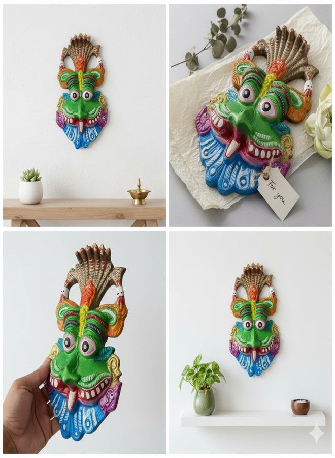 Salvus APP SOLUTIONS Sacred Guardian: Metal Narsingh Kirtimukha Wall Hanging with Shesh Naag & Ganesha Mask Wall Hanging Nazar Battu-Divine Protection and Evil Eye Shield for Your Home (Green_6 INCH) - Image 5