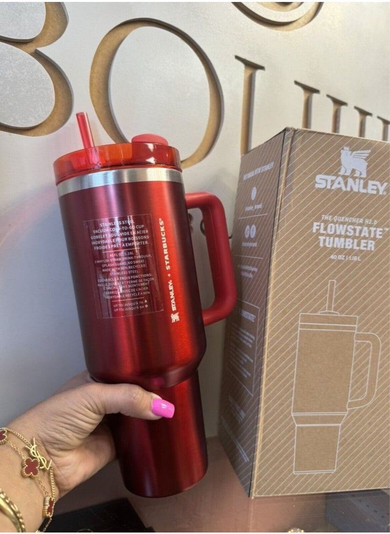 Stanley - Stanley Quencher Stainless Steel Vacuum Insulated Tumbler with Lid and Straw for Water, Iced Tea or Coffee, Smoothie and More, 40 oz - Image 1