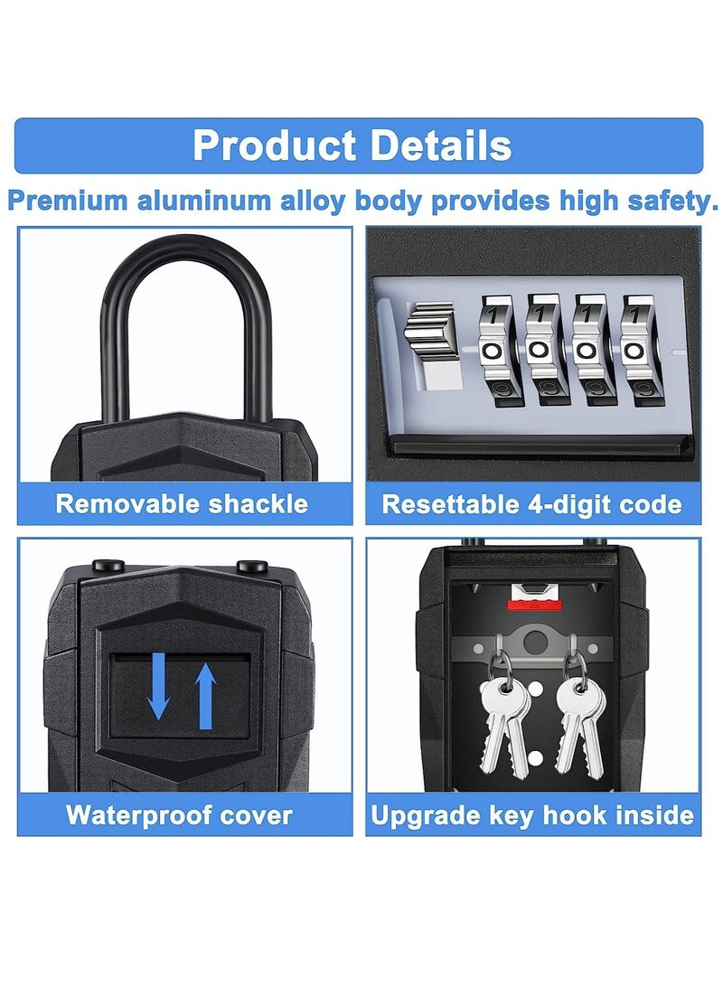 KASTWAVE Key Lock Box for Outdoor, Safe Keybox Large Keybox Share or Storage Spare House Keys and Car Key, Key Safe Padlock for Rental Black - Image 2