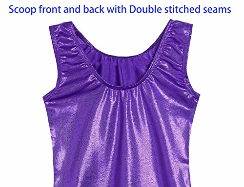 Domusgo Gymnastics Leotards for Girls 6-7 Years Old Purple Sparkly One Piece Tumbling Outfits - Image 3