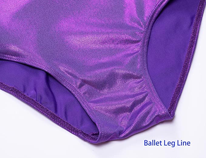 Domusgo Gymnastics Leotards for Girls 6-7 Years Old Purple Sparkly One Piece Tumbling Outfits - Image 5