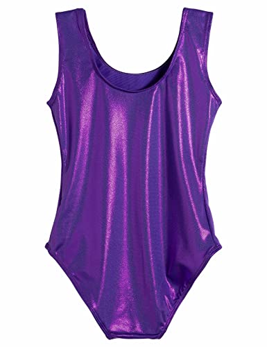 Domusgo Gymnastics Leotards for Girls 6-7 Years Old Purple Sparkly One Piece Tumbling Outfits - Image 2