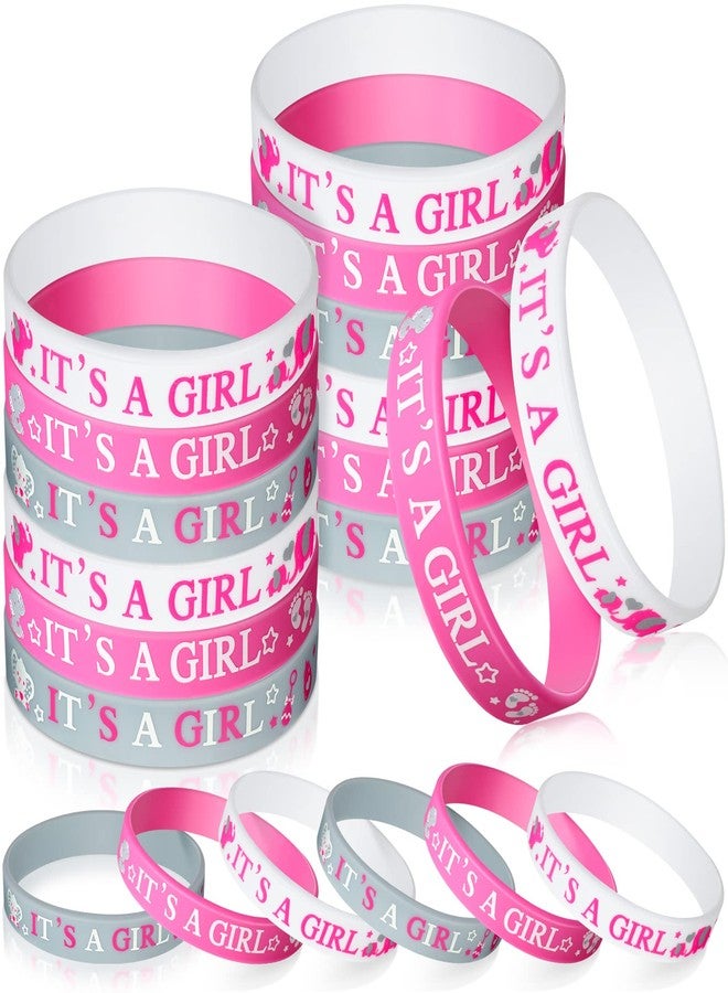 Zomiboo 36 Pieces Baby Shower Rubber Bracelets, It's a Boy It's a Girl Wristbands Elephant Baby Shower Decorations for Boy Girl Party Favor Gender Reveal Party Supplies(Girl,White Pink) - Image 1