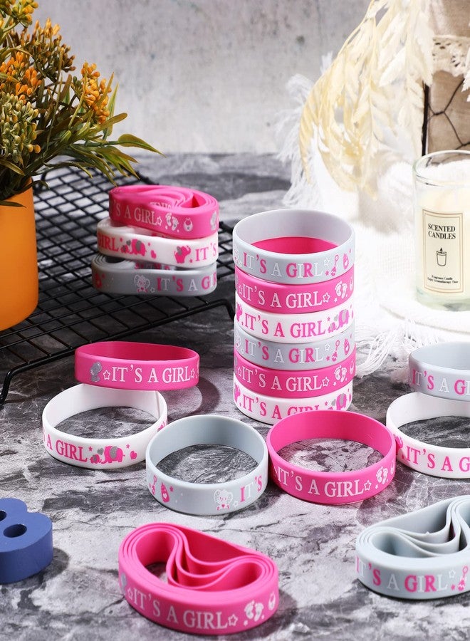 Zomiboo 36 Pieces Baby Shower Rubber Bracelets, It's a Boy It's a Girl Wristbands Elephant Baby Shower Decorations for Boy Girl Party Favor Gender Reveal Party Supplies(Girl,White Pink) - Image 5