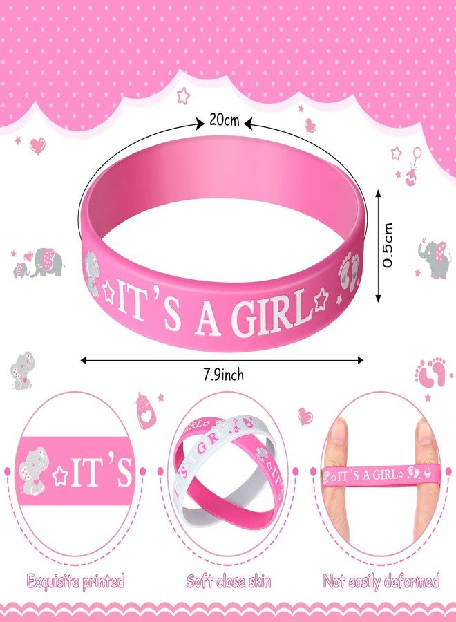Zomiboo 36 Pieces Baby Shower Rubber Bracelets, It's a Boy It's a Girl Wristbands Elephant Baby Shower Decorations for Boy Girl Party Favor Gender Reveal Party Supplies(Girl,White Pink) - Image 3