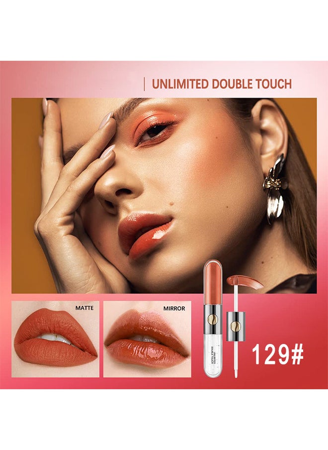 Huda New - HUDA STORY Matte Liquid Lipstick with Clear Lip Gloss Mirror, Dual Ended Lip Color Long Lasting Non Sticky Lip Stain High-Pigment Light Nude Lip Stick Double Effect 24 Hour Superstay Lip Makeup - Image 1