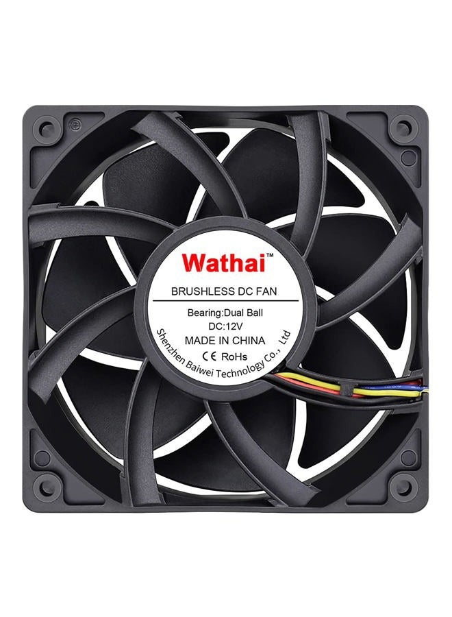 Wathai 12038 120mm x 38mm PWM Computer PC Case Fan 12V 4pin 5300rpm High Airflow Duall Ball CFM FG DC Brushless Cooling Fan - Image 1