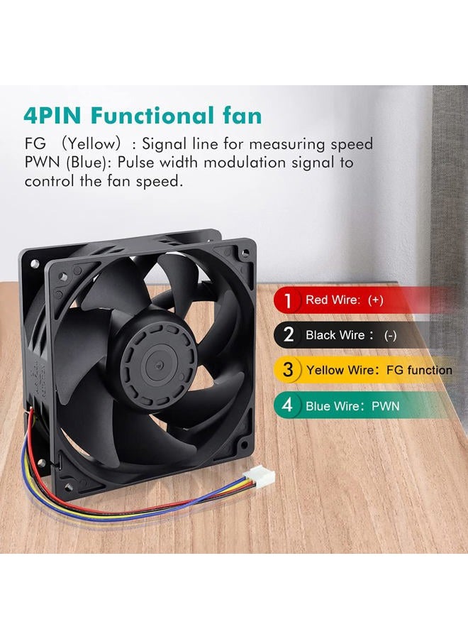 Wathai 12038 120mm x 38mm PWM Computer PC Case Fan 12V 4pin 5300rpm High Airflow Duall Ball CFM FG DC Brushless Cooling Fan - Image 3