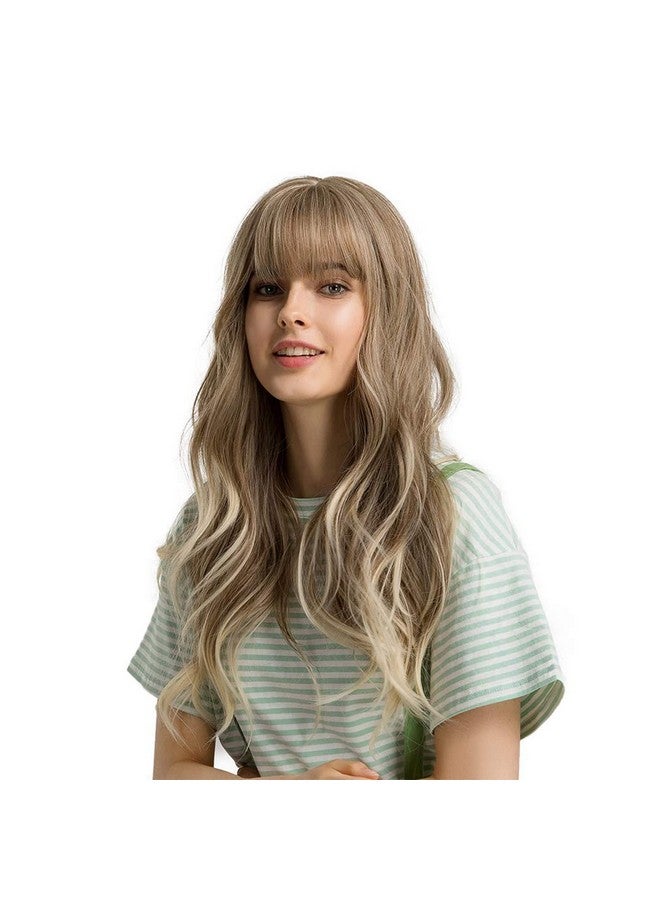 Esmee 24" Wigs For Women Synthetic Wigs Long Wavy Blond With Fluffy Air Bangs Light - Image 1