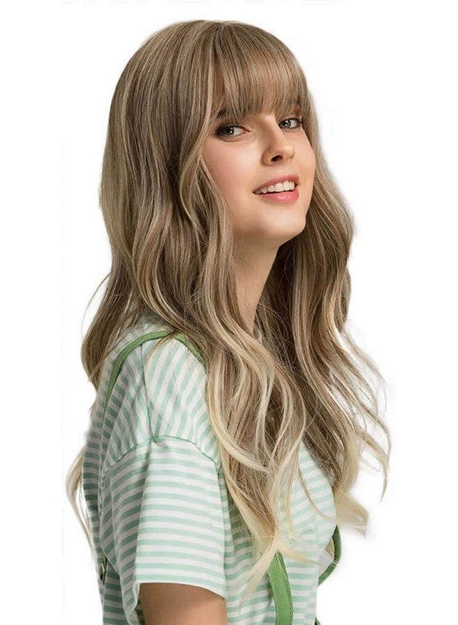 Esmee 24" Wigs For Women Synthetic Wigs Long Wavy Blond With Fluffy Air Bangs Light - Image 3