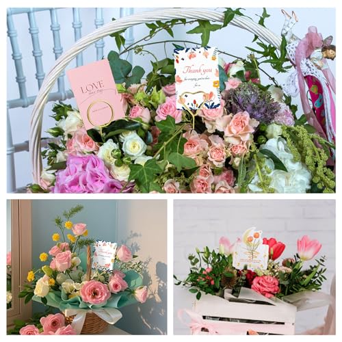 VYNFLICK Floral Card Holder: 120 Pcs Flower Place Card Holder Picks 12.6 inch Gold Gift Photo Holders for Bouquets Wedding Tables Display Centerpieces - Image 5