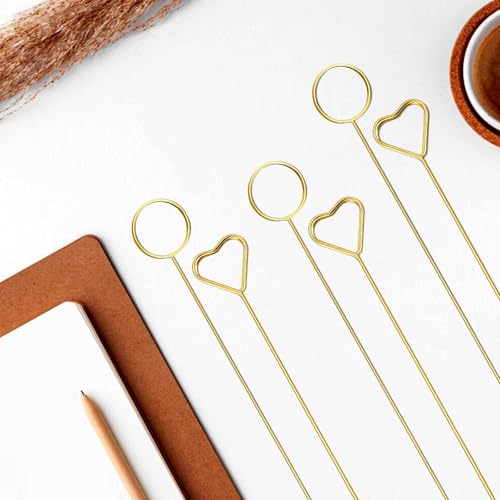 VYNFLICK Floral Card Holder: 120 Pcs Flower Place Card Holder Picks 12.6 inch Gold Gift Photo Holders for Bouquets Wedding Tables Display Centerpieces - Image 4