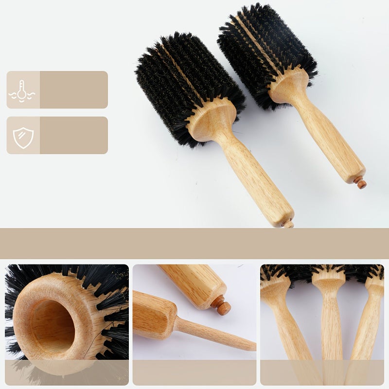 Hairdresser Special Curly Hair Styling Wooden Roller Comb With Tail Needle Bristle For Fluffy Inward Curl Sectioning And Styling - Image 4