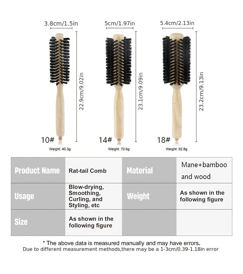 Hairdresser Special Curly Hair Styling Wooden Roller Comb With Tail Needle Bristle For Fluffy Inward Curl Sectioning And Styling - Image 5