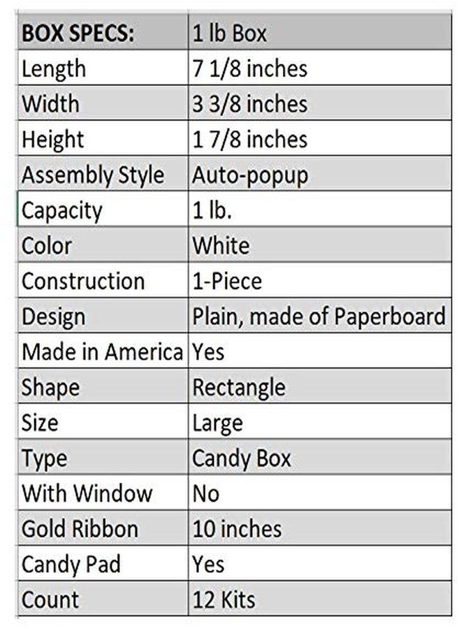 Oasis Supply, 1-Piece White Candy Boxes - Kit Includes Box, Pad & Gold Stretch Loop Ribbons - 12 Count (Holds 1 LB Candy) - Image 5