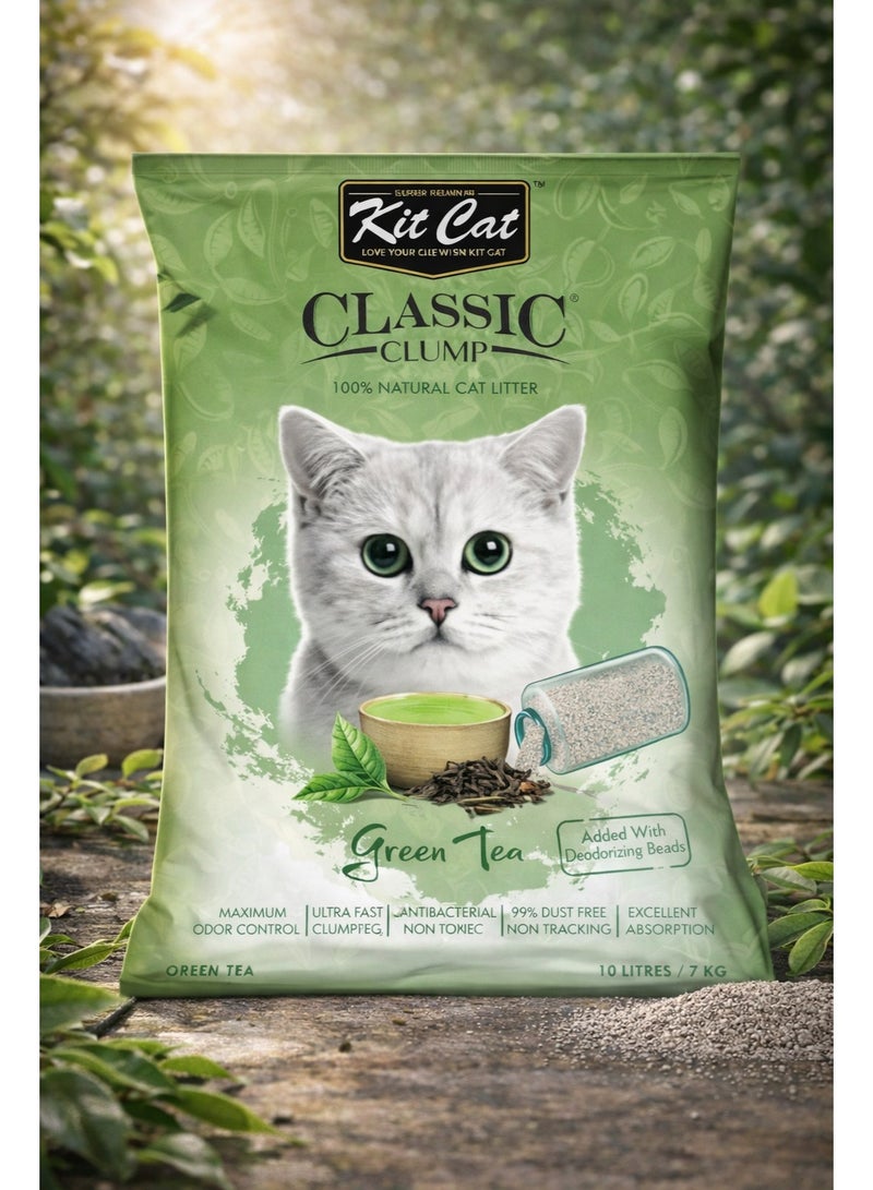 Classic Clump Green Tea Cat Litter 10L (7kg) – Natural, Antibacterial, Odor Control, Dust-Free