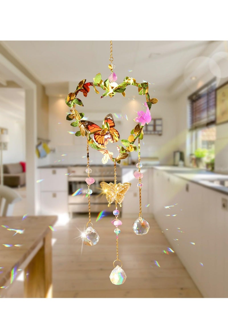 Generic - Window Hanging, Suncatcher, Heart Suncatchers Window Hanging, with Butterfly, Crystals Light Catcher, for Window Suncatchers Chandelier Parts Rainbow Maker Pendants - Image 1