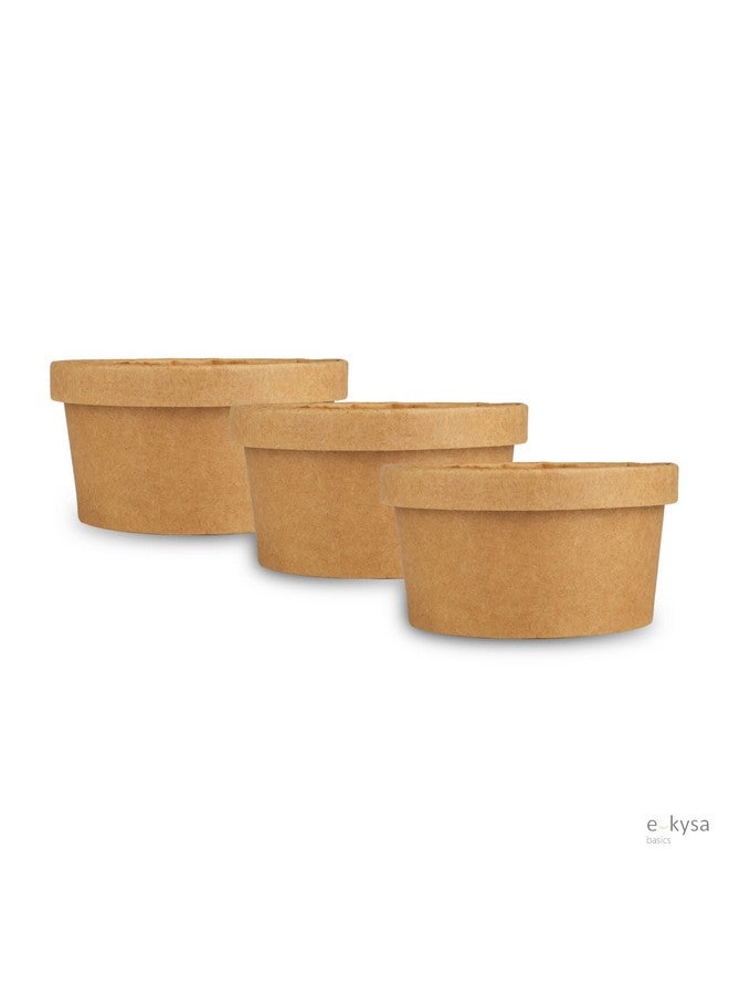 e kysa basics ekysa basics Disposable Craft Paper Food Container with Lid - 350 ml, Thick-Walled, Leak-Resistant, Eco-Friendly Bowl/Tub, Brown, Pack of 15 - Image 3
