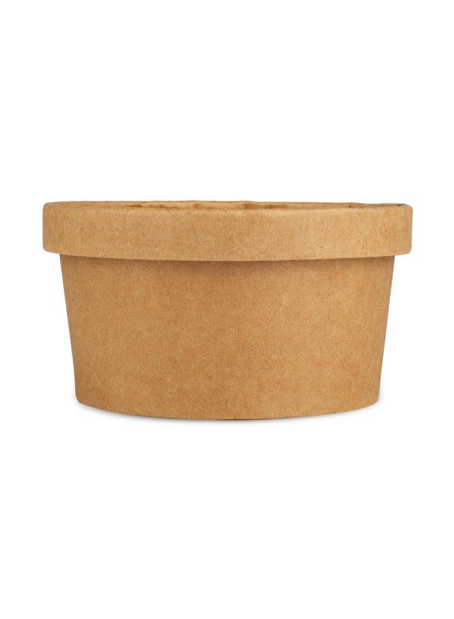 e kysa basics ekysa basics Disposable Craft Paper Food Container with Lid - 350 ml, Thick-Walled, Leak-Resistant, Eco-Friendly Bowl/Tub, Brown, Pack of 15 - Image 1