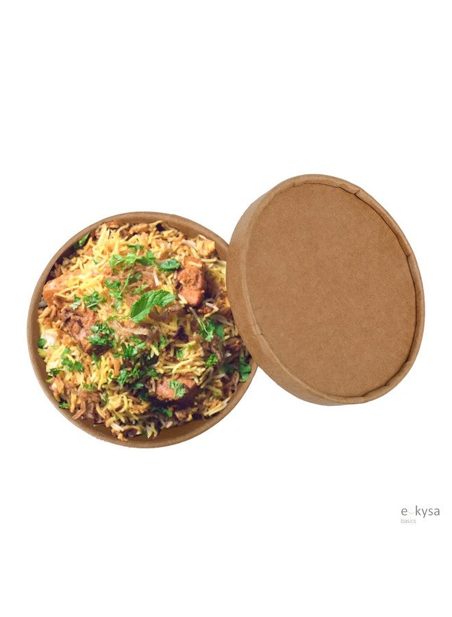 e kysa basics ekysa basics Disposable Craft Paper Food Container with Lid - 350 ml, Thick-Walled, Leak-Resistant, Eco-Friendly Bowl/Tub, Brown, Pack of 15 - Image 2