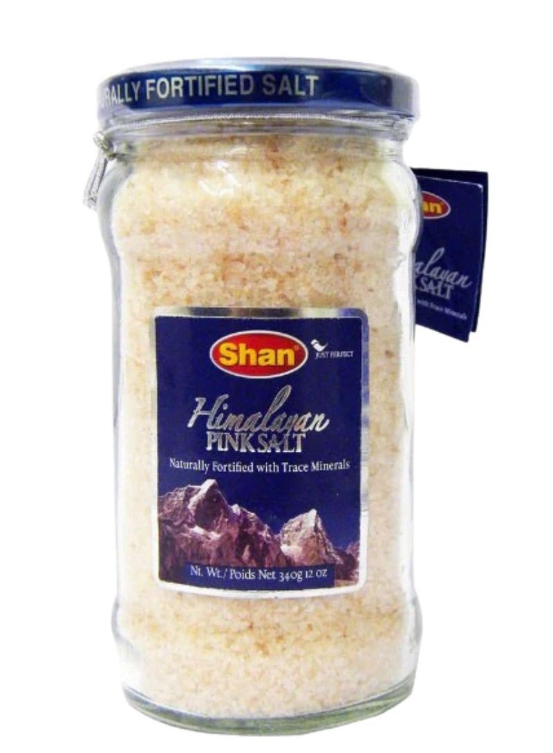 Shan Himalayan Pink Salt Glass Bottle 340g - Image 1