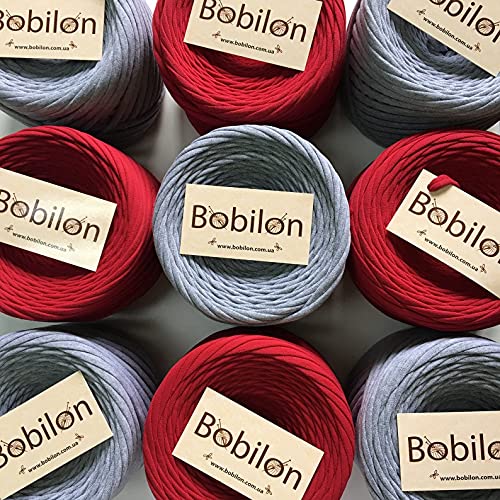 Bobilon Cotton T-Shirt Yarn – 5–7 mm Jersey Ribbon for Crochet, Knitting, Macrame, DIY Crafts – 110 Yards – Soft Cotton for Bags, Baskets, Cushions – Gray Melange - Image 5