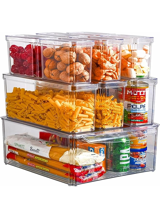 IAF Refrigerator Organizer Bins with Lids-10PCS BPA Free Fridge Organizer, Stackable Clear Plastic Storage Bins for Fridge, Freezer, Kitchen Cabinet, Pantry Organization and Storage - Image 1